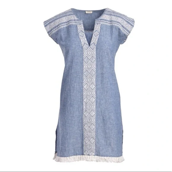 Soft Joie Natali Shift Dress in Chambray/Porcelain Sz S - Picture 3 of 11